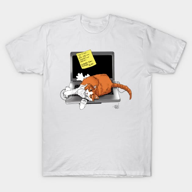 Laptop Cat T-Shirt by tigressdragon